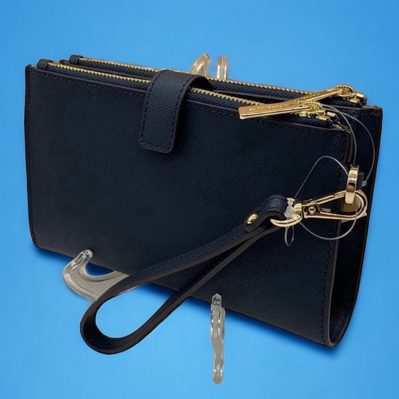 Michael Kors Jet Set Travel LG Double Zip Saffiano Leather Wristlet in Navy - Picture 8 of 11